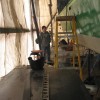 March 2009: Mike and Geoff putting finishing touches on the Joy's exterior march 2009