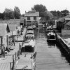 Fishtown facing east, showing the Leland Power House, ca. 1930s.  Erhardt Peters Collection, LHS.